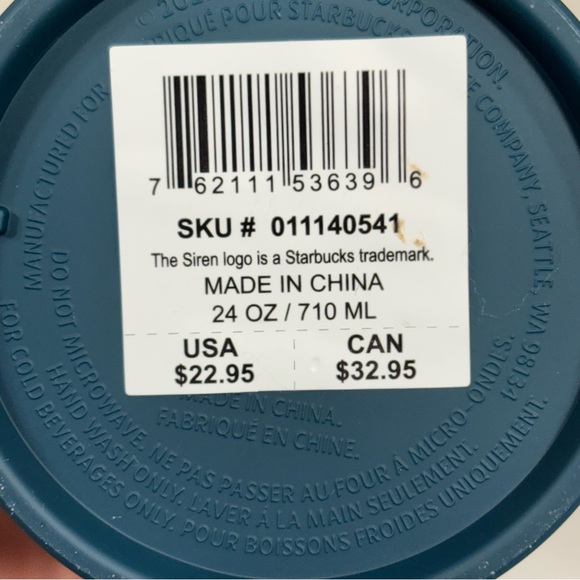 Starbucks Winter 2023 Navy Blue Grid Logo 24 oz Venti Cold Tumbler With Straw - Picture 9 of 9